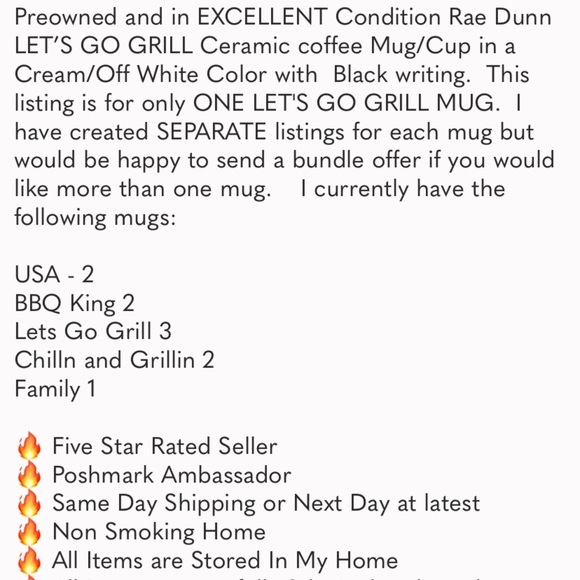 Rae Dunn LET'S GO GRILL Ceramic Coffee Mug/Cup Cream Colored with Black Writing - Picture 8 of 8